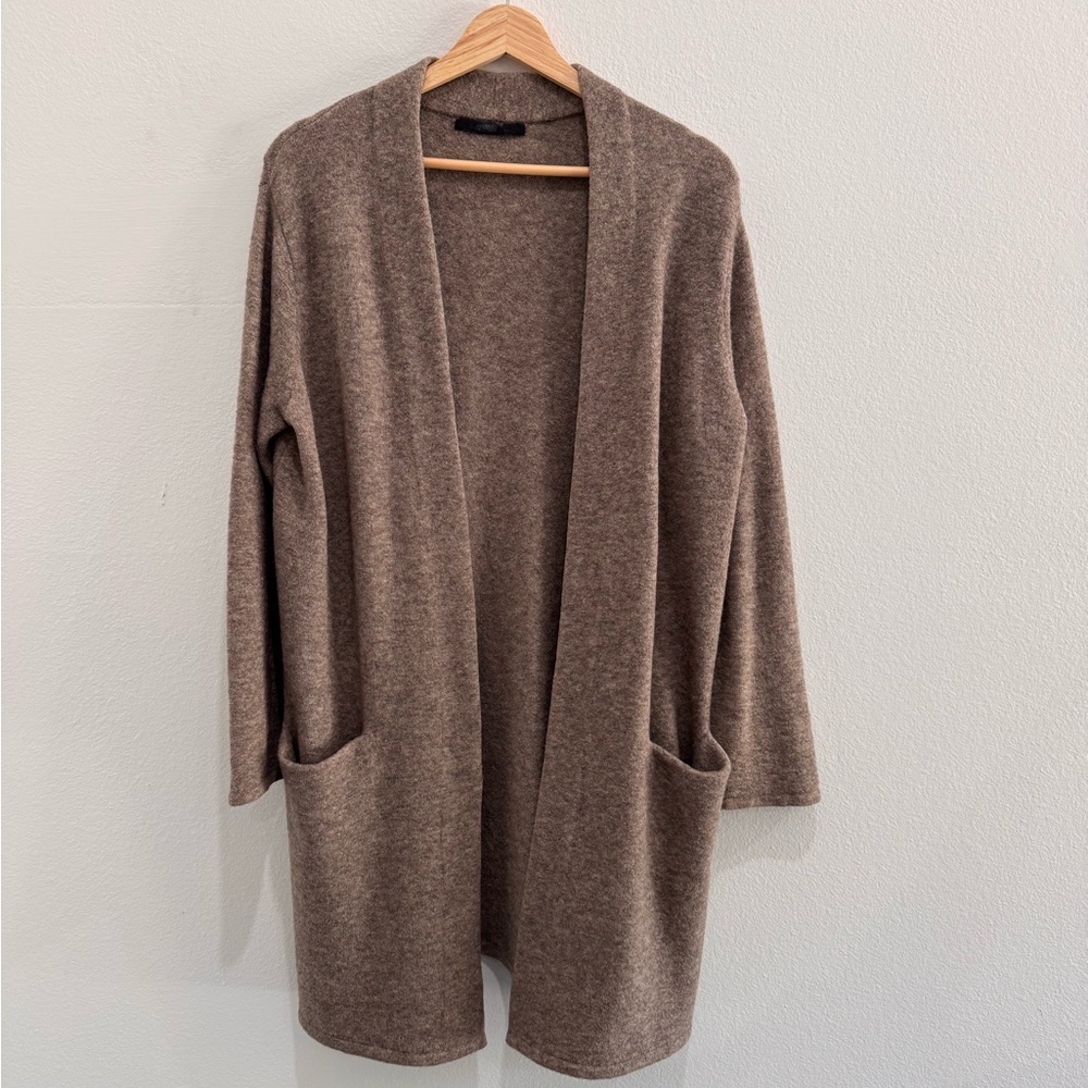 Jenni Kayne Taupe Open-Front Merino Women's Cardigan Sweater Small - Picture 3 of 15